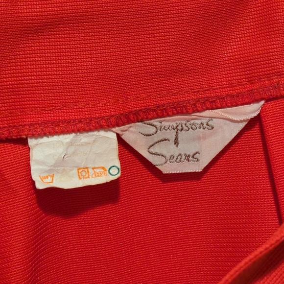 1970s Simpsons Sears L/XL Bright Red Crease Front Cuff Trousers - SEE SIZE NOTES - Picture 5 of 9